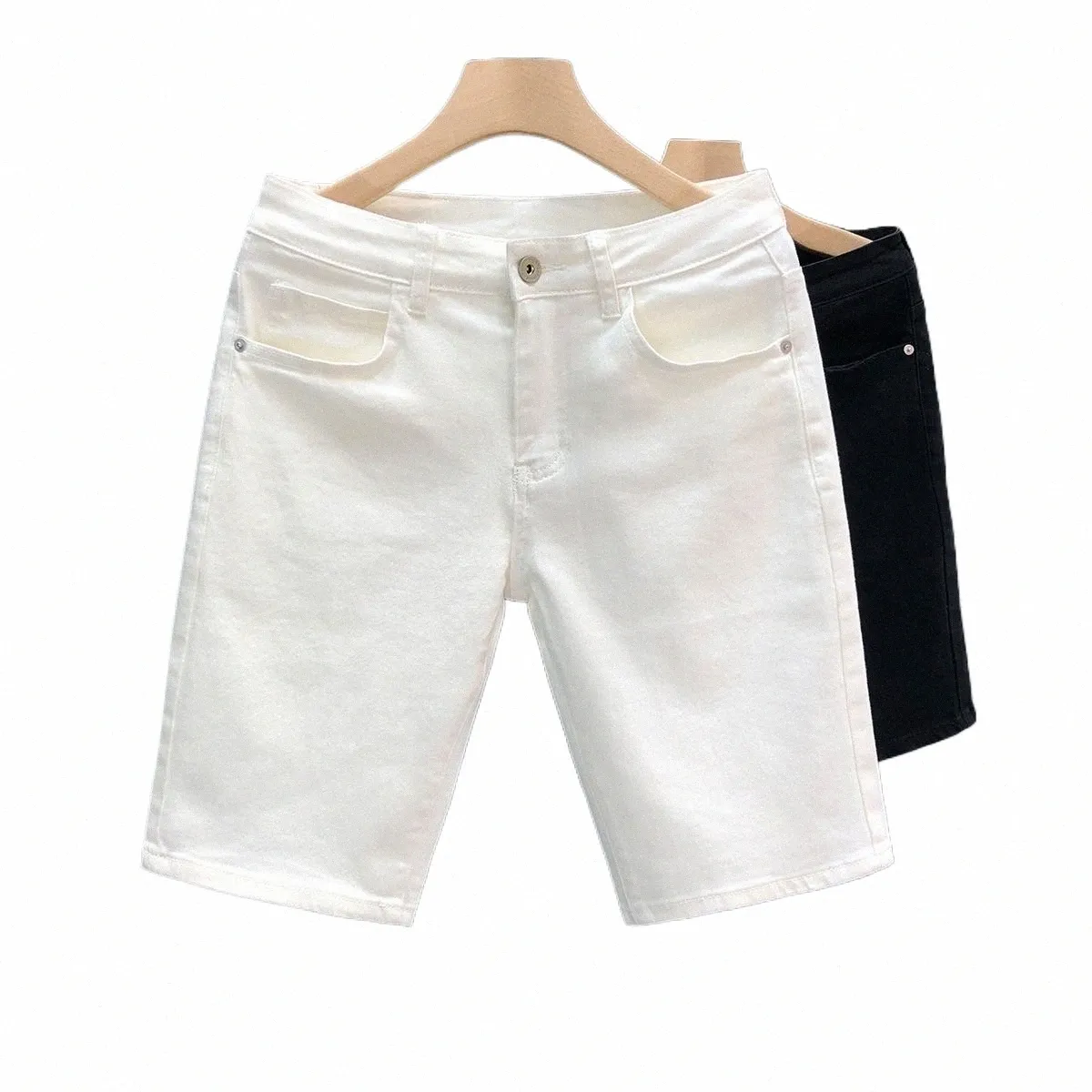 2023 Лето Новый классический Fi Solid Color Denim Shorts Мужские повседневные тонкие маленькие крупные высококачественные джинсы 28-38 O5JO#