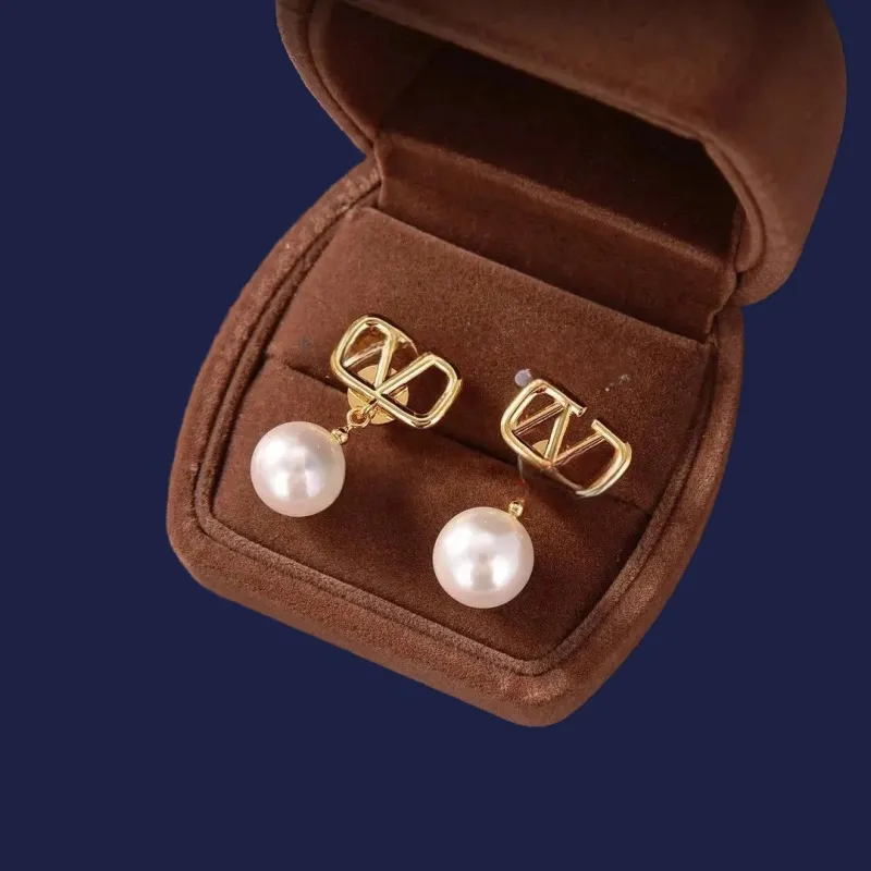 Orecchini designer diamante perla lettera mix colore gioielli donna ciondolo a cerchio squisito dimensione regolabile orecchini fascino top lusso zh200 H4