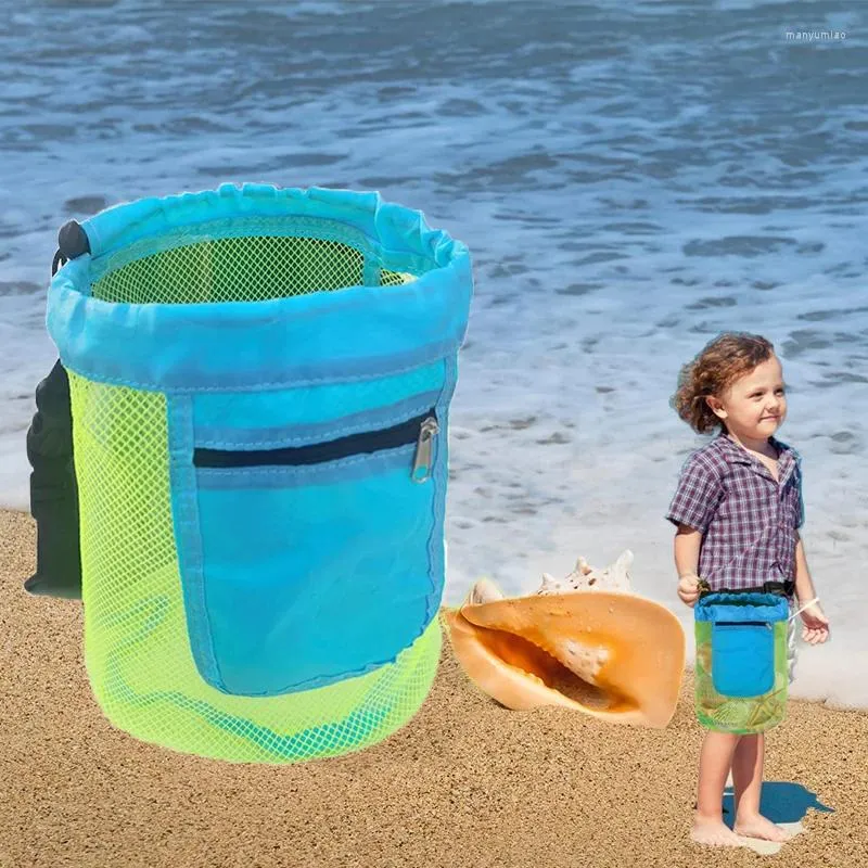 Sacs de rangement réutilisables pliables, sac de plage d'été Portable pour jouets de bord de mer en plein air, collecte de coquillages en maille pour enfants garçons filles