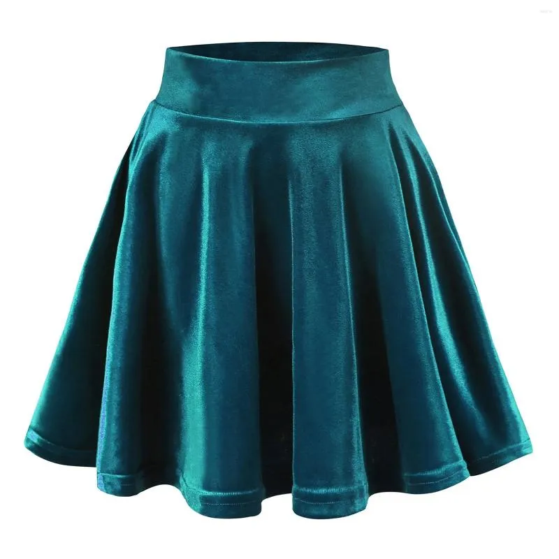 Jupes mode femme taille haute plissée couleur unie jupe courte ample Pleuche femmes filles basique avec bretelles