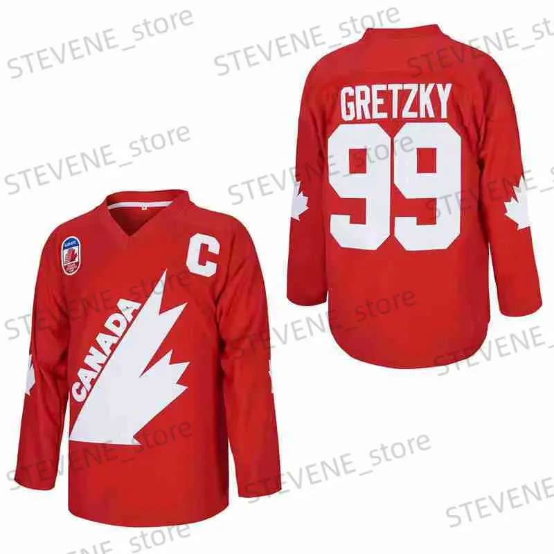 Herrhuvtröjor Ströjor Ice Hockey Jersey Canada 99 Wayne Gretzky Sybroderi utomhus sportkläder tröjor C-Mark Red 1991 National Team 2023 New T240326