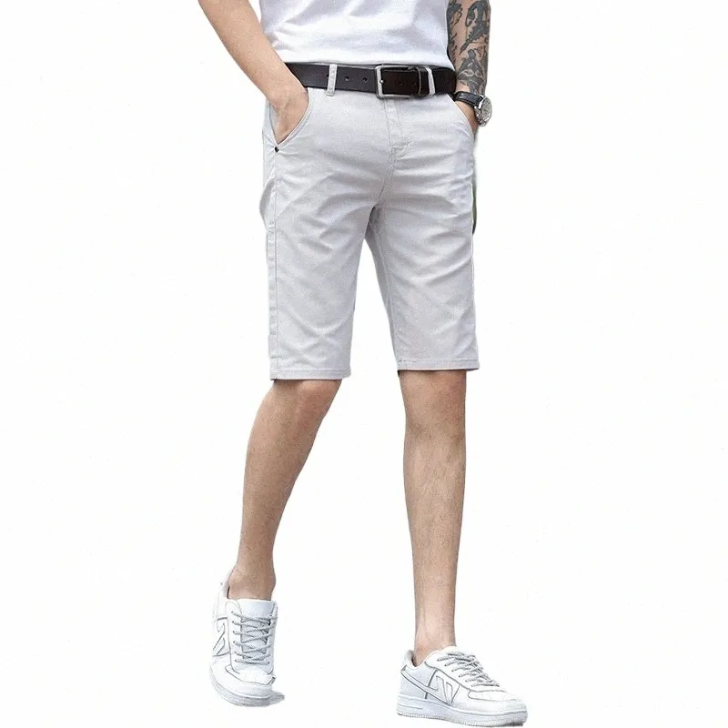 4 couleurs de style classique short mince masculin 2023 Été nouveau busin fi mince stretch court pantalon décontracté mâle noir kaki gris o8wr # #