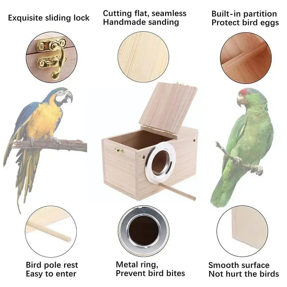 Nester Sittich Bo Lovebirds, Vogelhaus Box Käfig Zucht Nest Paarung Fink, Haustier Papageien für Holz Wellensittich Papagei,