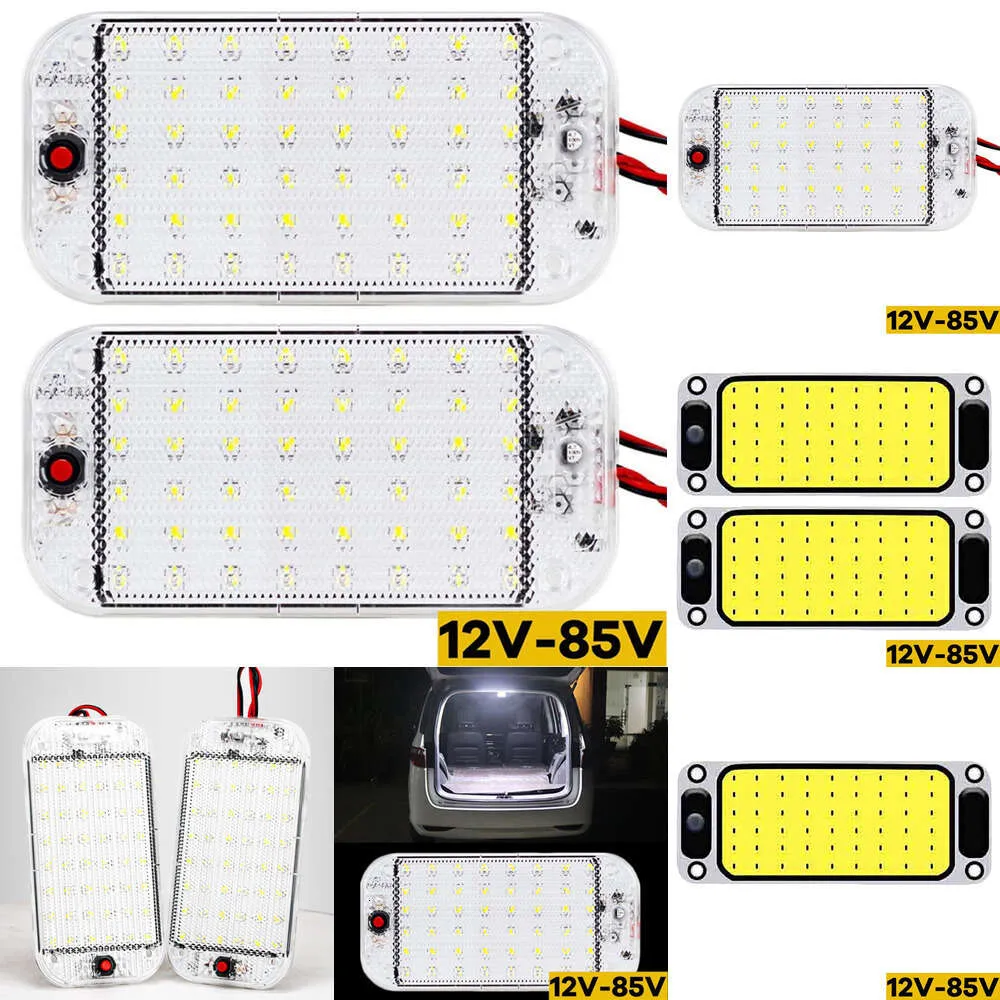 Ny interiörläsningslampa 12V-85V Hög Brighess Trunk Roof Panel-lampor Auto Van Truck RV Modifierade Light Car Taklampor