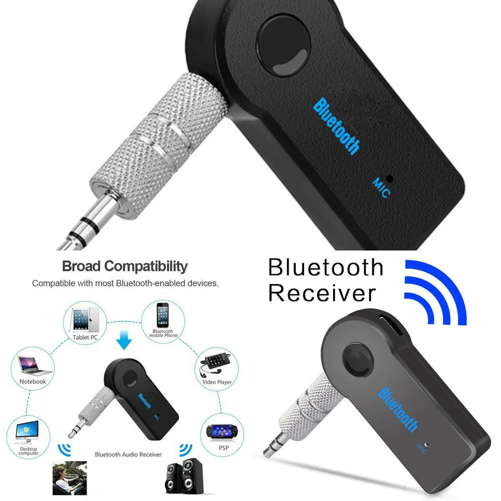 Bluetooth AuxミニオーディオレシーバーBluetoothトランスミッター3.5mmジャックハンズフリーオートブルートゥースカーキット音楽アダプターオーディオ変換