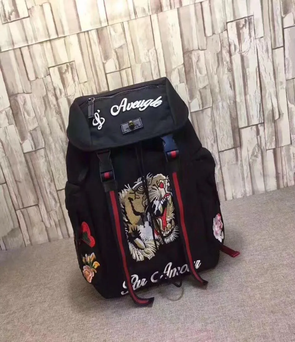 Tiger Nakış Techpack ile Nakış Lüks Tasarımcı Bagajları Seyahat Çantası Man Sırt Çantası Omuz Çantaları Kitap Bag3315638