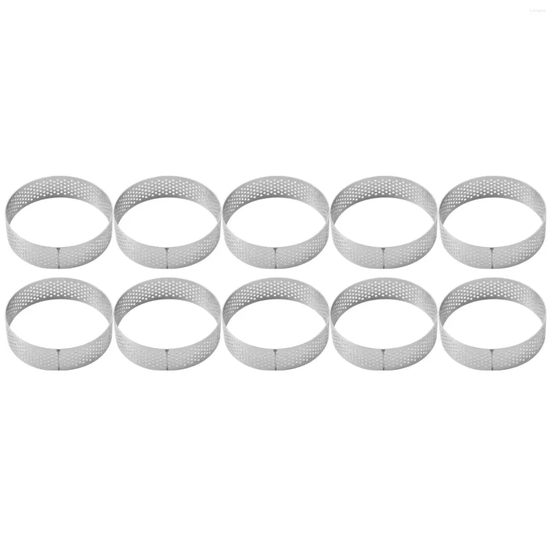 Wall Clocks 10Pcs Circular Tart Rings With Holes Stainless Steel Fruit Pie Quiches Cake Mousse Mold Kitchen Baking Mould 7cm