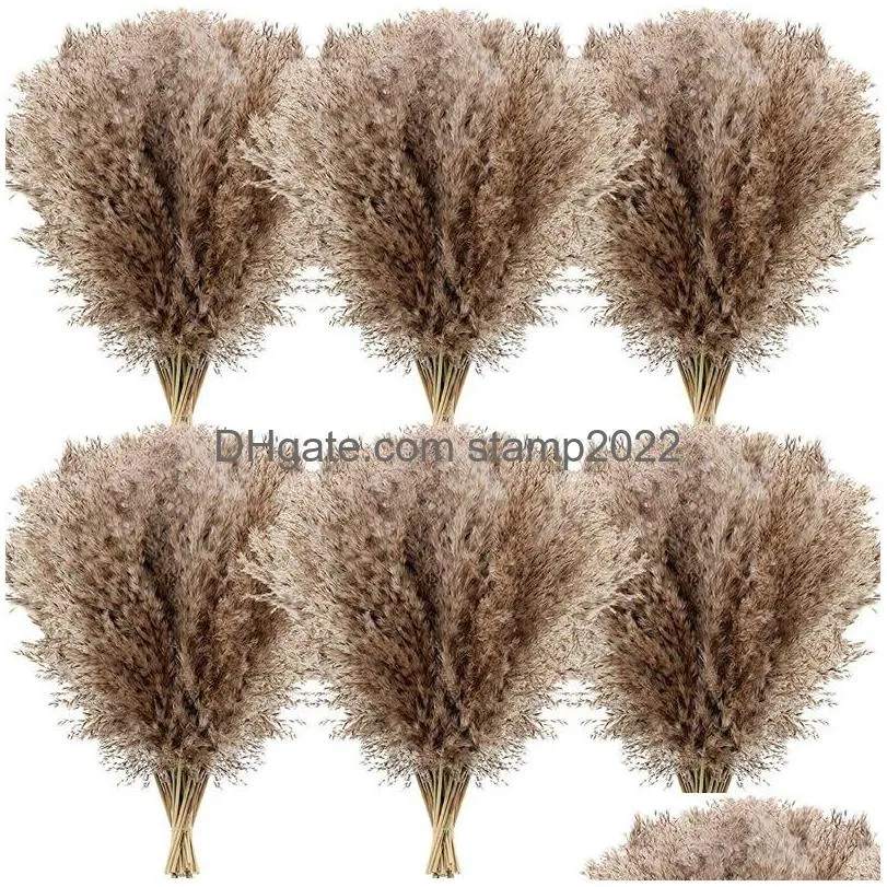 Decorative Flowers Wreaths 23.6 Inch Pampas Grass Bouquet Dried Flower Wholesale Wedding Use Christmas Decor Artificial Fall Decor Dhszk