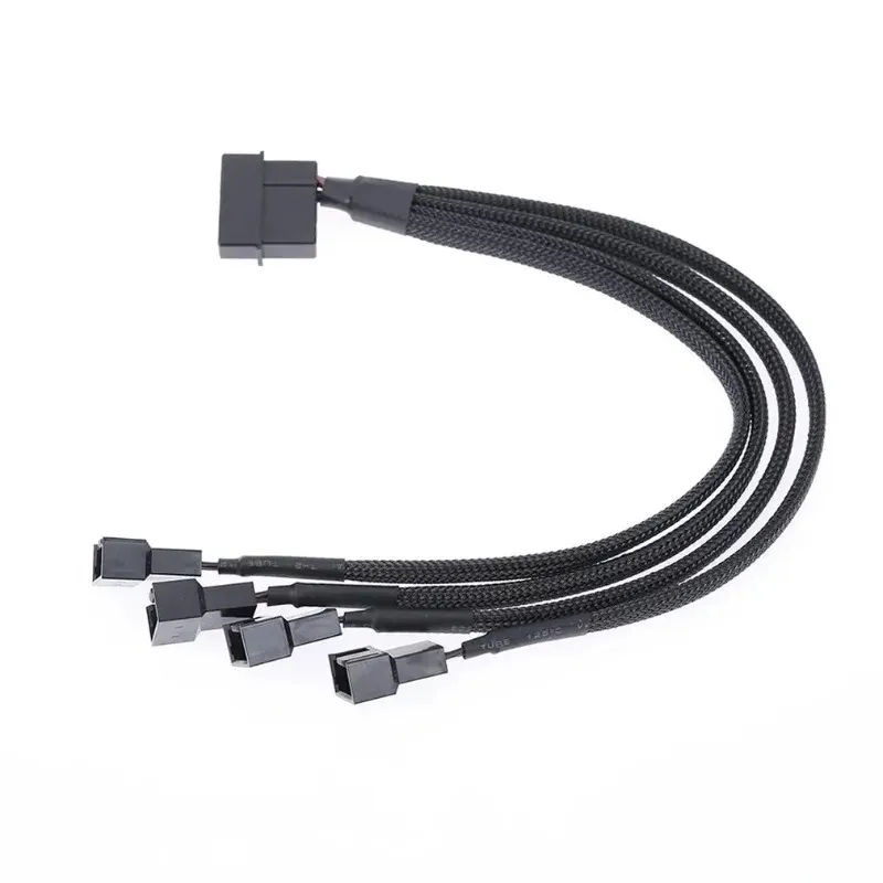 27cm 4pin IDE Molex to 4-Port 3Pin/4Pin Power Supply Plug Cooler Cooling Fan Adapter Power Cable Splitter for PC Computer Case