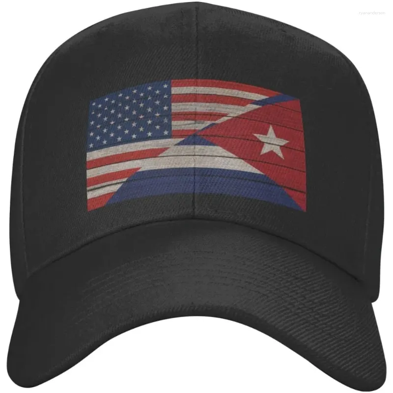 Casquettes de balle demi-drapeau cubain américain casquette à visière unisexe camionneur papa chapeau réglable sport décontracté soleil pour hommes femmes noir