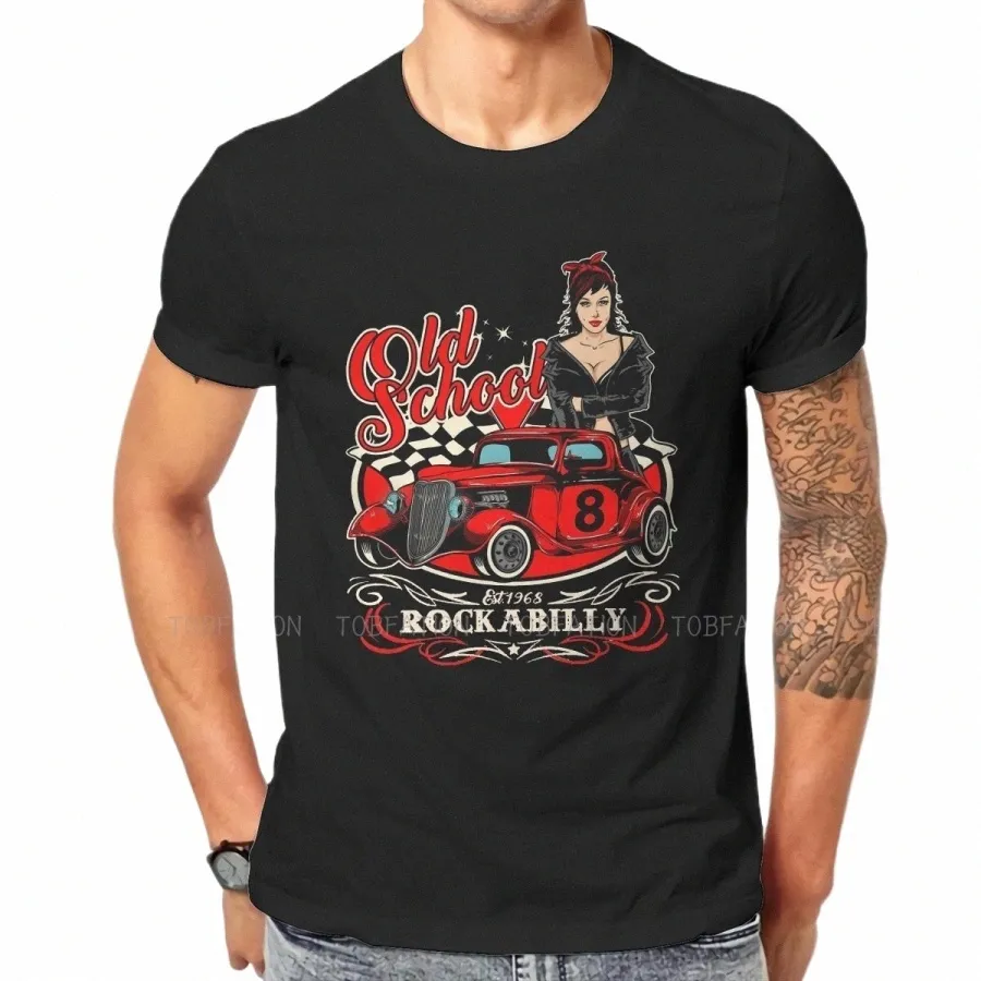 рокабилли Pin Up Girl Sock Hop Rocker Vintage Classic Rock and Roll Music Tshirt Graphic Men Summer Men's Tops Cott T Shirt L2Mi #