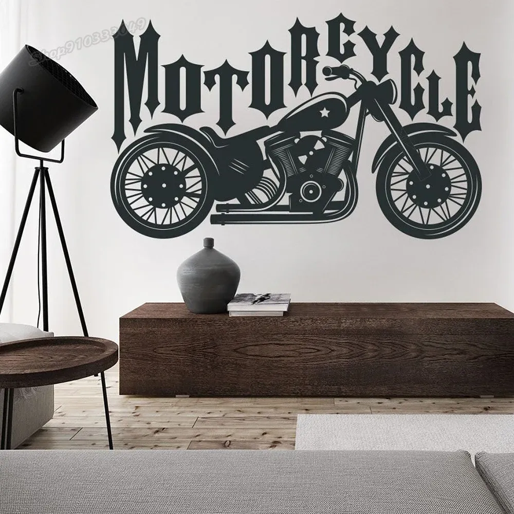 Autocollants muraux en vinyle pour moto, sparadrap muraux avec Style de moto, décalcomanies murales rétro pour moto, décoration murale pour chambre de garçons C758