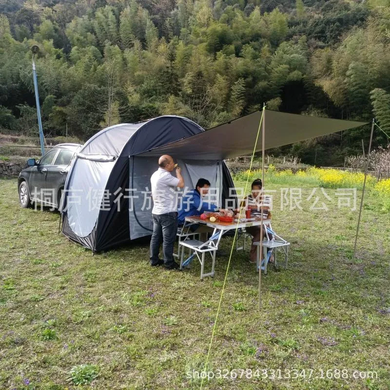 Tentes et abris Tente d'extension arrière de voiture SUV extérieure avec auvent Tour autonome Tour sauvage anti-moustique pare-soleil coffre