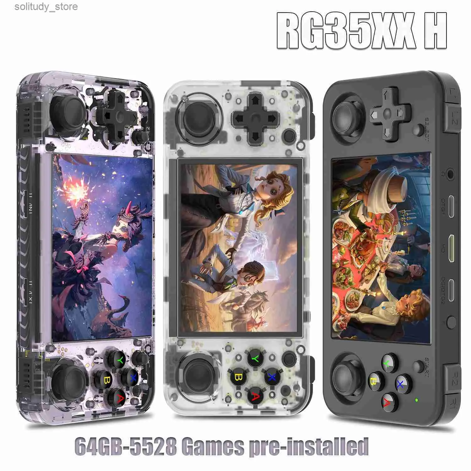 ポータブルゲームプレーヤーAnbernic RG35XX Hレトロハンドヘルドゲームコンソール3.5インチIビルトイン3300MAHバッテリー64G TFカードプリインストール5528ゲームQ240326