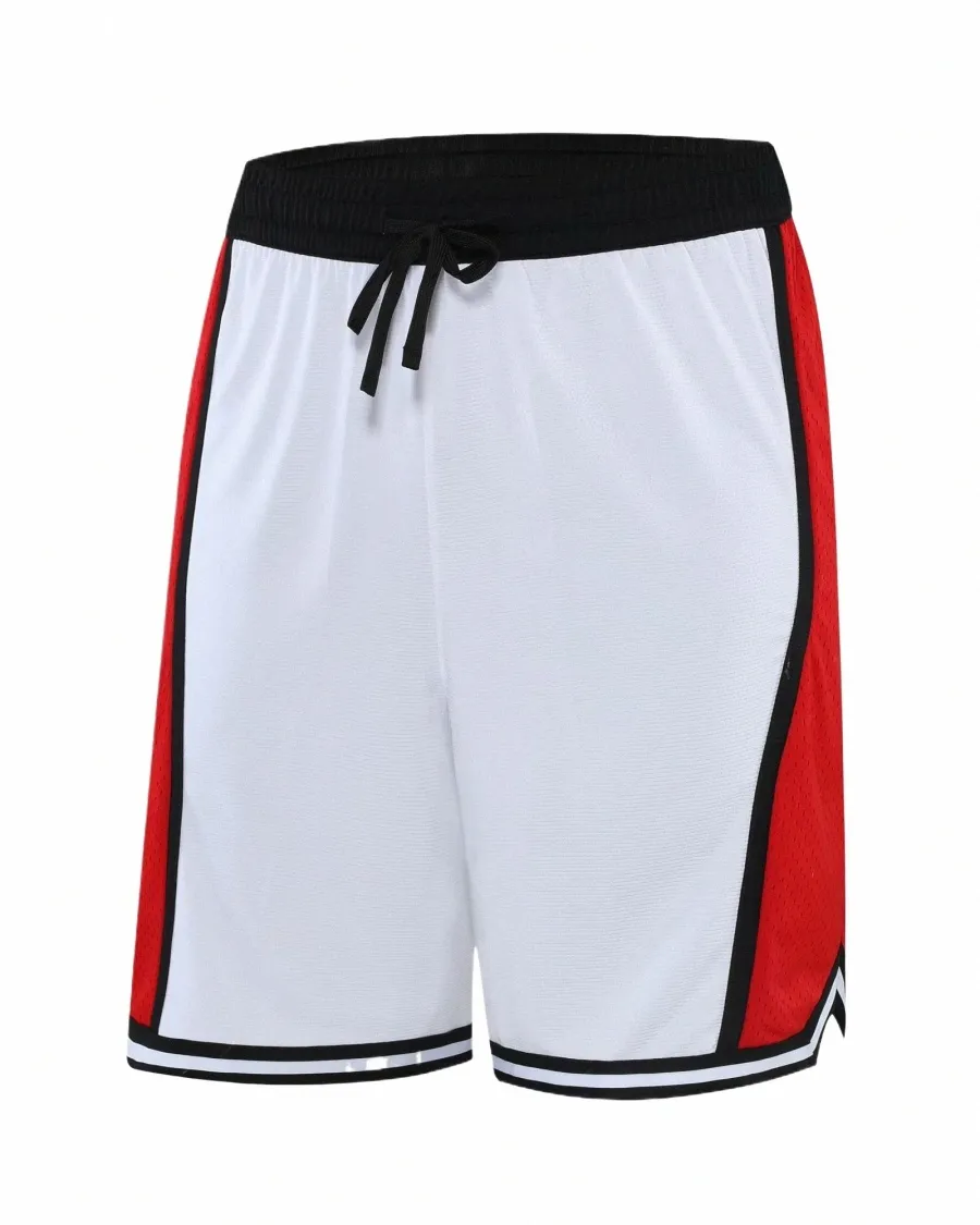 Trening koszykówki Capris Men's Red and White Ctrast FI Sports Shorts Oddychający Running Fitn Basketball Custom Logo 10zu#