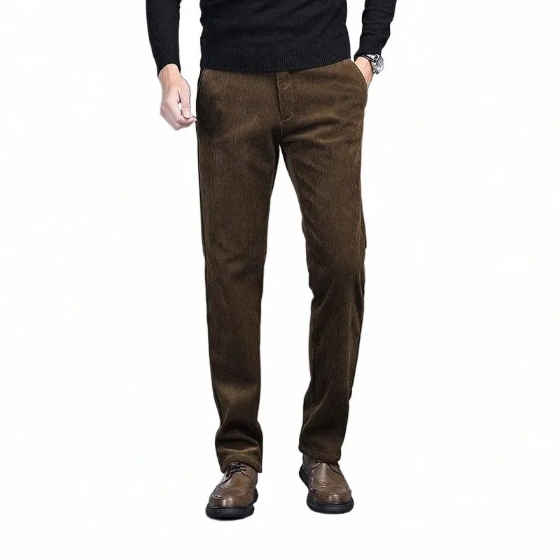 Pantalon décontracté en velours côtelé pour hommes, 5 couleurs, nouvelle collection printemps-automne 2023, Busin Fi, extensible, coupe régulière, vêtements de marque masculine 54l8 #