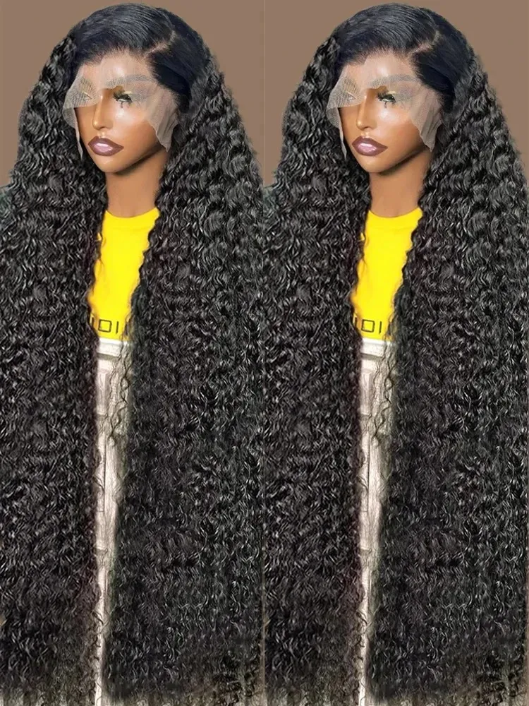 Perruque Lace Front Wig naturelle bouclée, cheveux humains, 13x4, 13x6, Hd, Deep Wave, pre-plucked, pour femmes