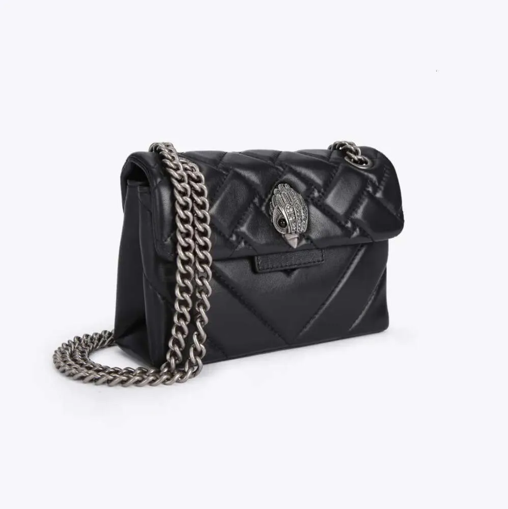 Kurt Geiger Sac Femmes Modes Nouveau Cuir Petit Sac À Main À Clapet Mini Kensington 20cm Or Argent Chaîne Bourse Oiseau Bandoulière Cross Body Messenger