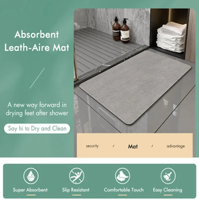 Alfombrillas antideslizantes para baño, almohadilla absorbente de barro de diatomeas, alfombrilla para piso para baño de estilo nórdico, alfombra suave de diatomita para baño