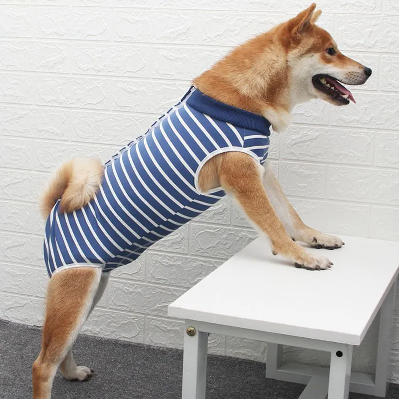 Hög elastisk kamouflage husdjurskläder hund jumpsuit pyjamas remsor väst wrap belly kirurgisk klänningstråd för tjejkläder s-3xl