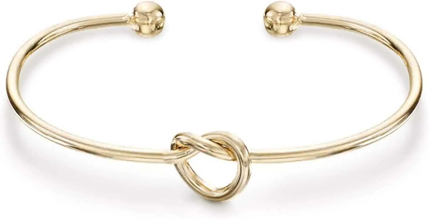 PAVOI 14-каратное золото с покрытием Forever Love Knot Infinity для женщин браслеты |Золотой браслет для женщин