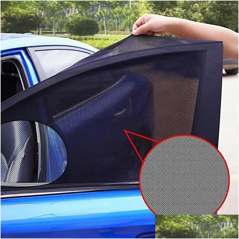 Car Sunshade 4/2pcs Window Sn Door Side UV Sunshine Plate Shade Mish Mosquito Net Net Film Accessories Drop Droviour Automo Otook