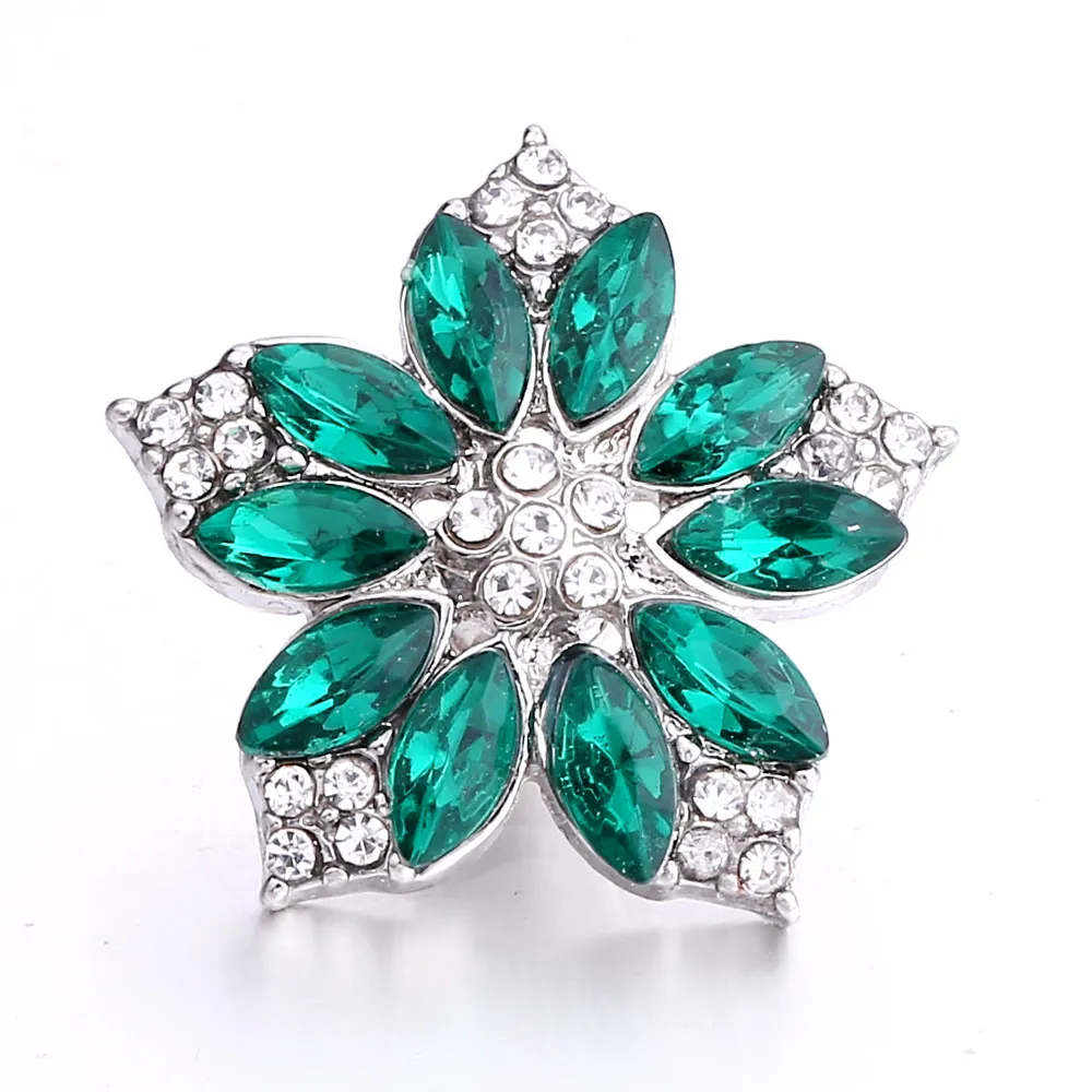 Högkvalitativ strass blomma 18mm metall snap -knappar diy charms knapp smycken