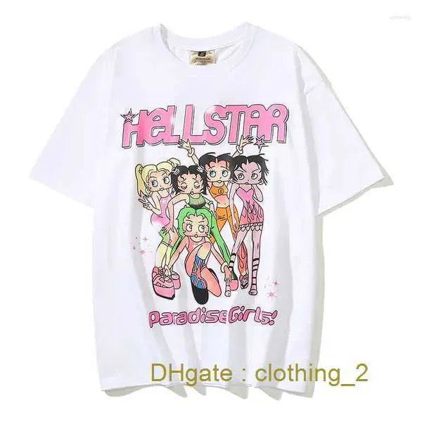 Magliette da uomo 2023ss Pink Hellstar Tee Uomo Donna Studios Paradise Girl T-shirt Bianca manica corta High Street Top V2TM