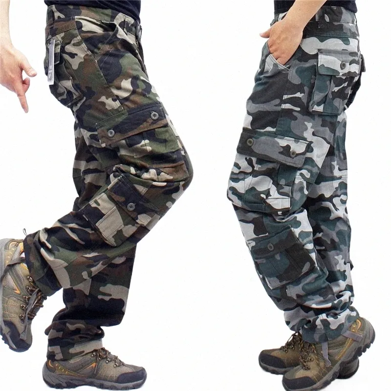 Camoue Camo kargo pantolon erkekler rahat pamuklu çok cep lg pantolon hip hop joggers kentsel tulumlar askeri taktik pantolon e4v7#