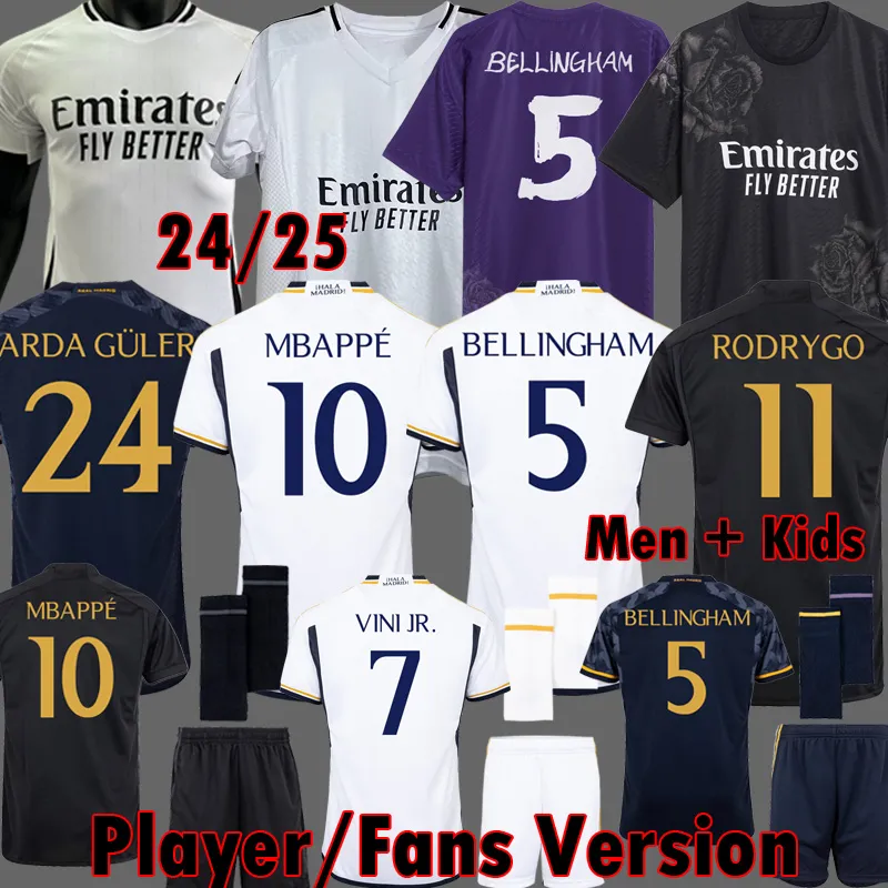 MBAPPE jerseys 23 24 BELLINGHAM voetbal VINI JR ENDRICK REALS voetbalshirt Spelerversie MODRIC RODRYGO camiseta kinderkit MADRIDS 2023 2024 2025 uniformen 3XL 4XL