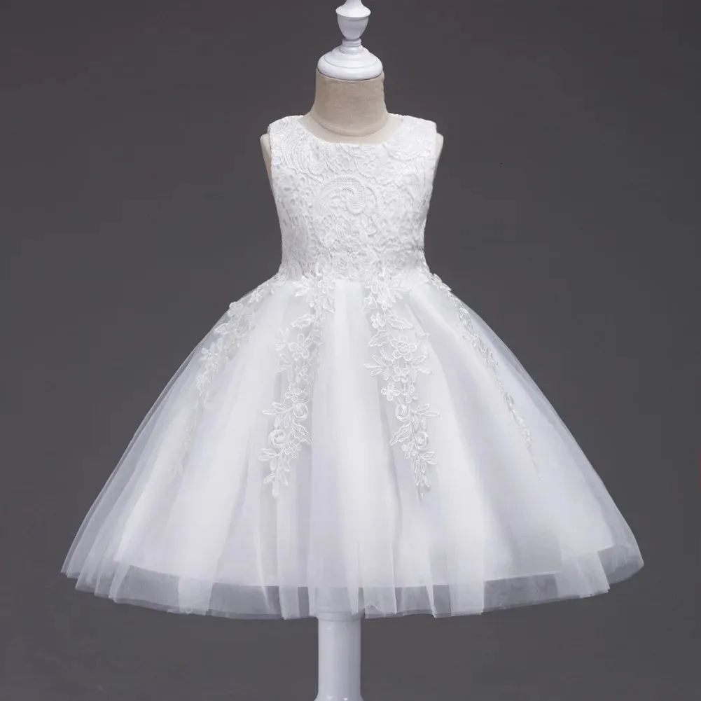 Robe à fleurs pour filles de 28 ans, en dentelle brodée, sans manches, robe de concours de princesse, avec des appliques florales, 2023, 240320