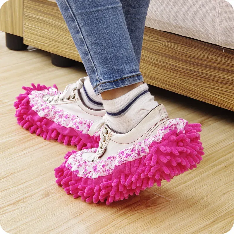 Multifunction Floor Dust Cleaning Mop Slippers Cloths Lazy Mopping Shoes Home Cleaning Micro Fiber Feet Shoe Covers Washable Reusable JY0988