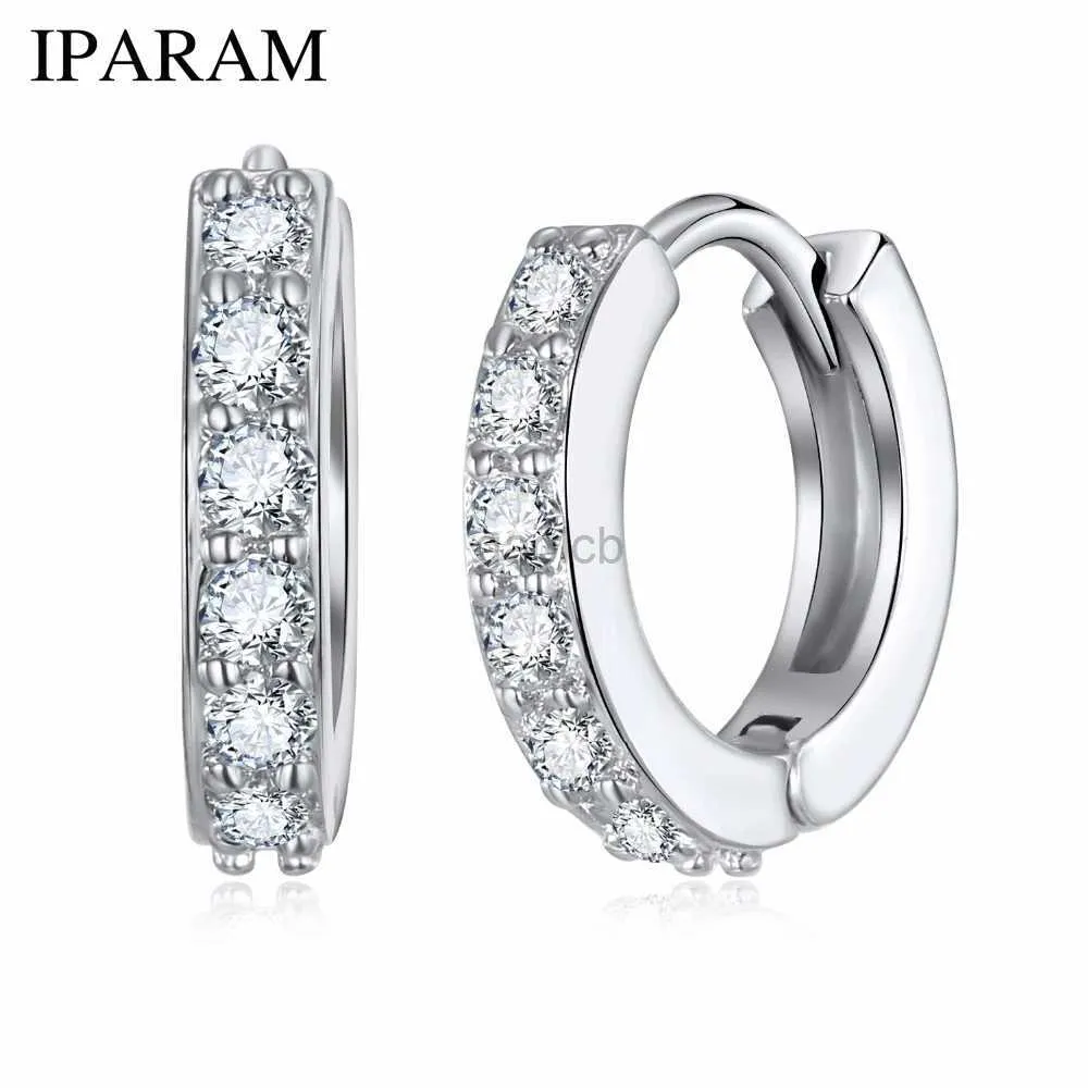 Hoop Huggie 1 par de aretes abrazados chapados en plata, aretes pequeños y redondos con diamantes de imitación, joyería de moda novedosa para mujer, regalos de joyería 24326