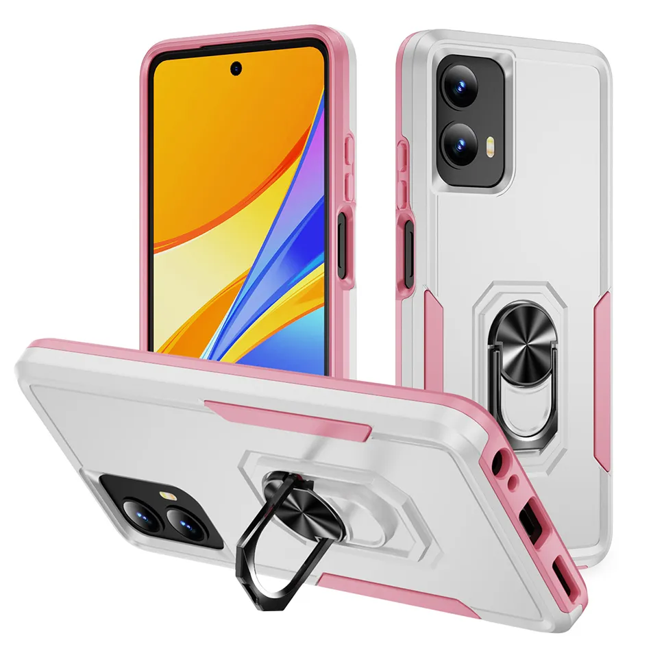 Armor Shockproof Car Magnetic Case For iPhone 15 Pro Max Samsung S24 Ultra Plus MOTO G PLAY 5G Back Cover With Ring Stand Holder Kickstand