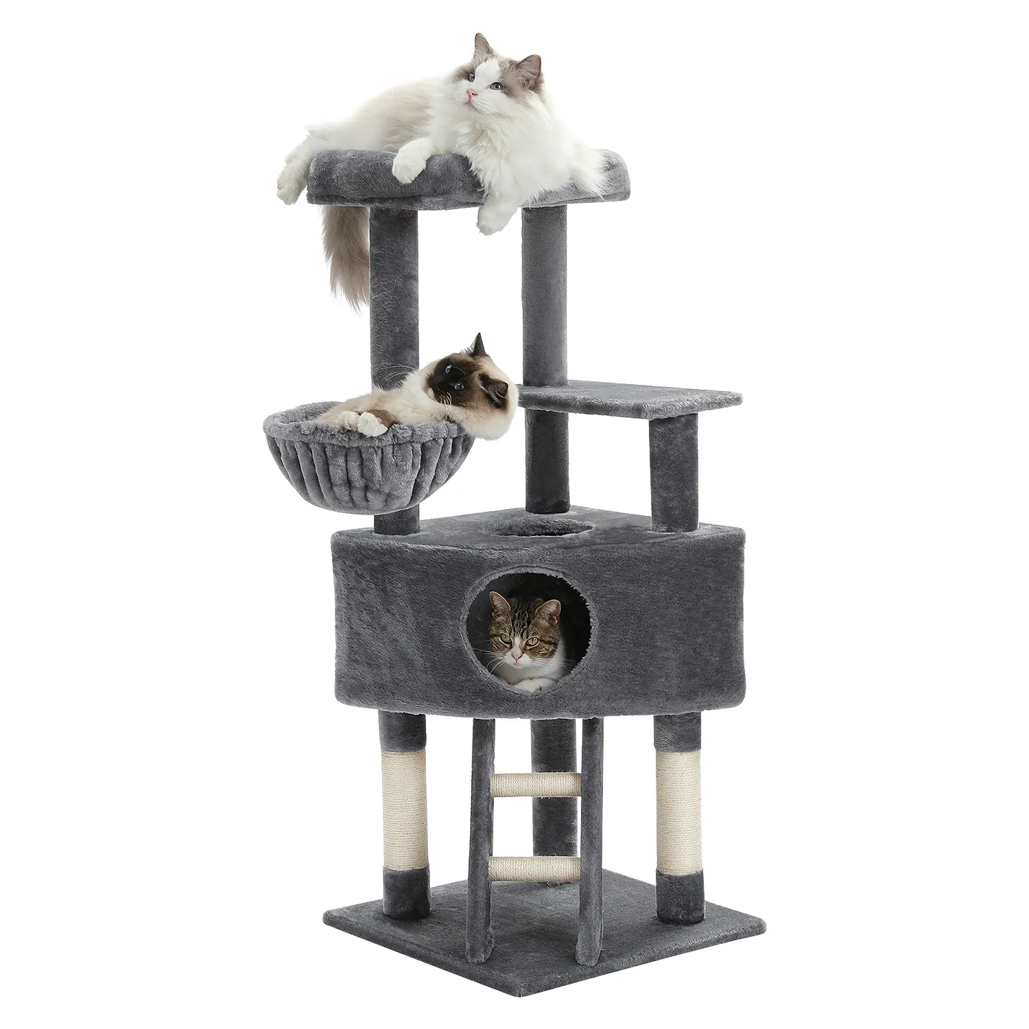 Scratchers Height120CM Cat Tree Condo for Indoor Self Grooming Brush Climbing Sisal Scratching Post for Kitten Cozy Perch Hummock House