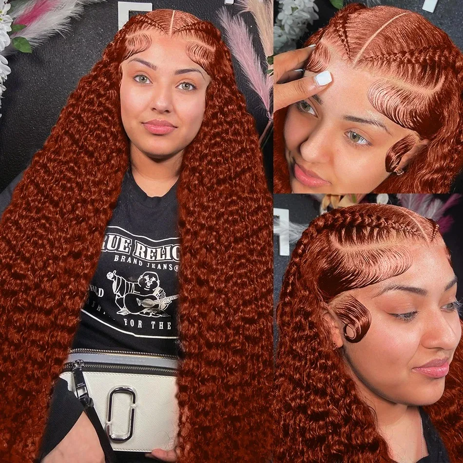 250% вьющиеся рыжие оранжевые 13x6 HD парики из натуральных волос на кружеве спереди глубокая волна 30 дюймов цветные 13x4 кружева фронтальный парик бразильский для женщин