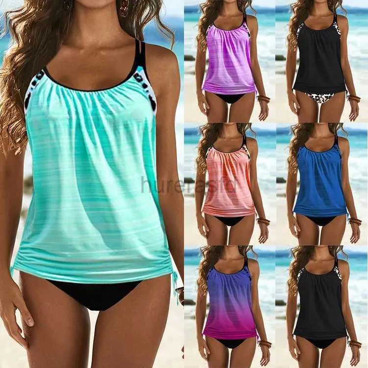 Kvinnors badkläder S-XXL Tankini Swimsuit Womens Two-Piece Swimsuit Retro Swimsuit Tankini Set Beach Suit Bikini Womens Swimsuit 2023 240326