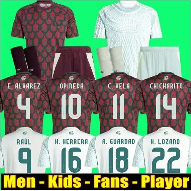 2024 2025 Mexique Football Soccer Jerseys National S.Cordova J.QUINONES A.VEGA G.OCHOA S.GIMENEZ RAUL H.LOZANO CHICHARITO K.ALVAREZ 24 25 hommes enfants chemise uniformes