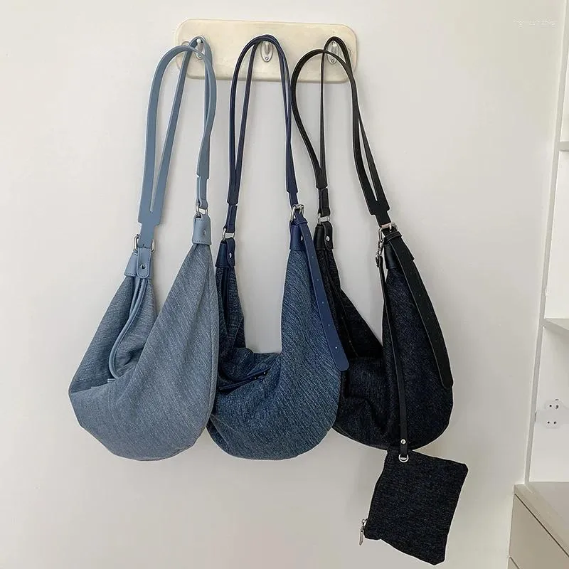 Borse da sera 2024 Borsa da donna con cerniera Borsa a tracolla femminile in denim Borsa a tracolla da donna in jeans di grande capacità Vendita intera