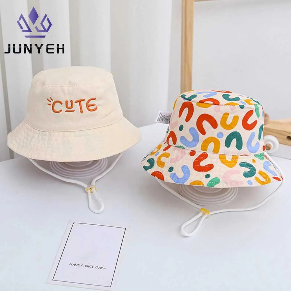 Bucket Hats Letter U Cotton Baby Cute Double sided Bucket Hat Classic Boys and Girls Fisherman Hat Children 0-10 Years OldC24326