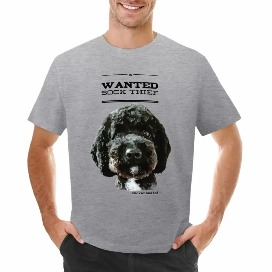 cockapoo / Doodle Dog Sock Thief T-shirt blacks customs design your own Men's t-shirt Y4pQ#