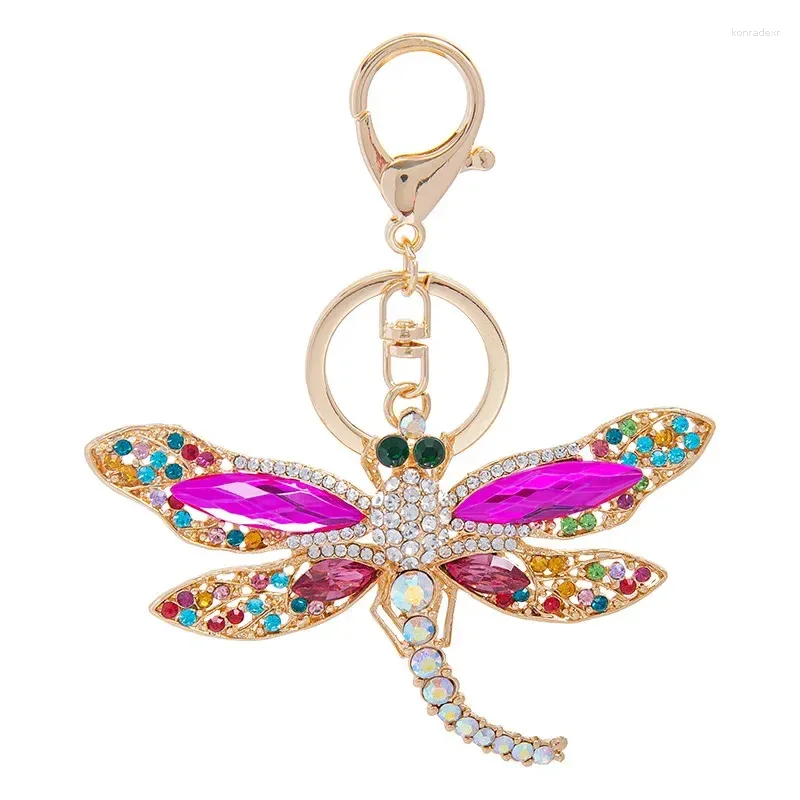 Chaveiros Red Dragonfly Chaveiro Animal Pingente Chaveiro Para Mulheres Homens Carro Chave Titular Presente