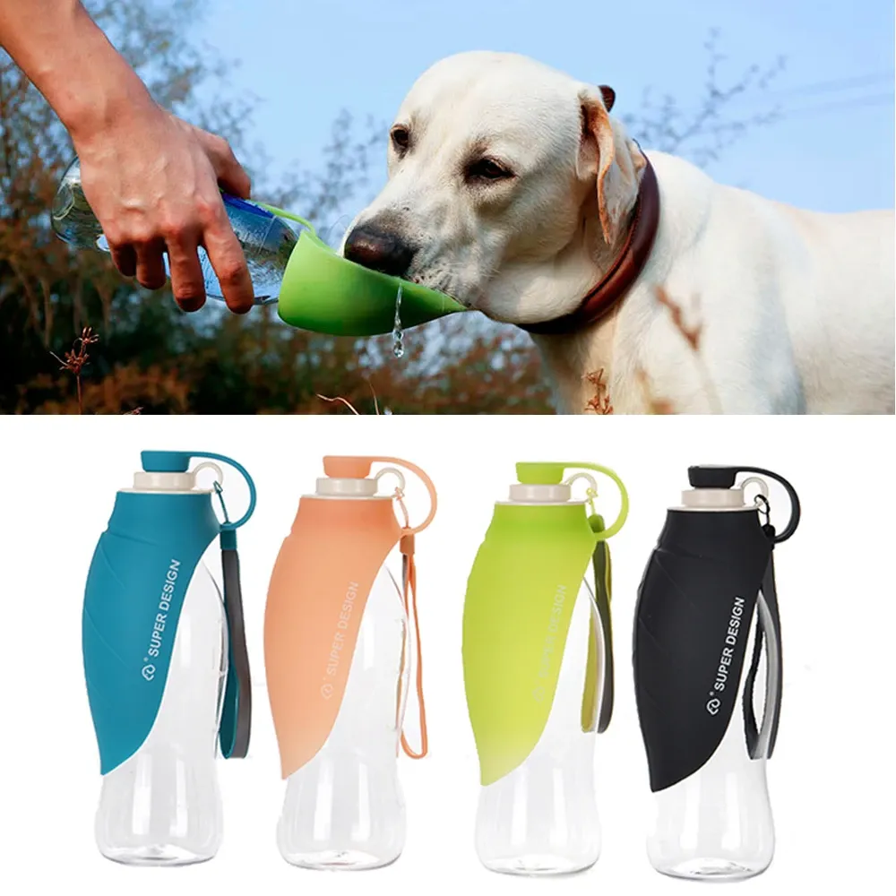 Портативная бутылка для воды для кормления собак, 580 мл, герметичная силиконовая поилка для щенков, прогулочная поилка для кошек, силиконовый диспенсер для воды, принадлежности