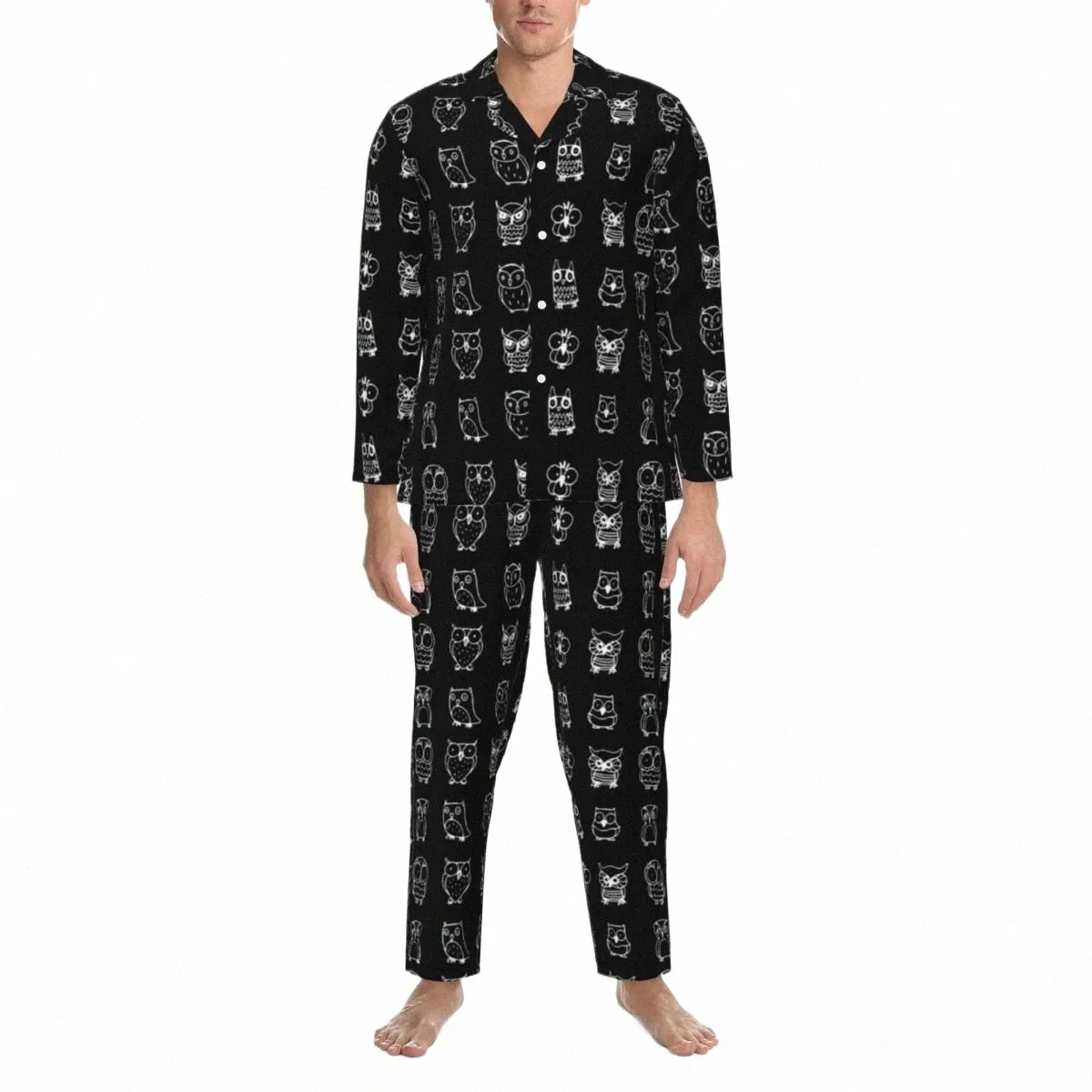 Mignon Hibou Meme Pyjama Ensembles Divers Hiboux Imprimer Belle Nuit Unisexe Lg Manches Vintage Nuit 2 Pièces Vêtements De Nuit Plus La Taille B8l9 #