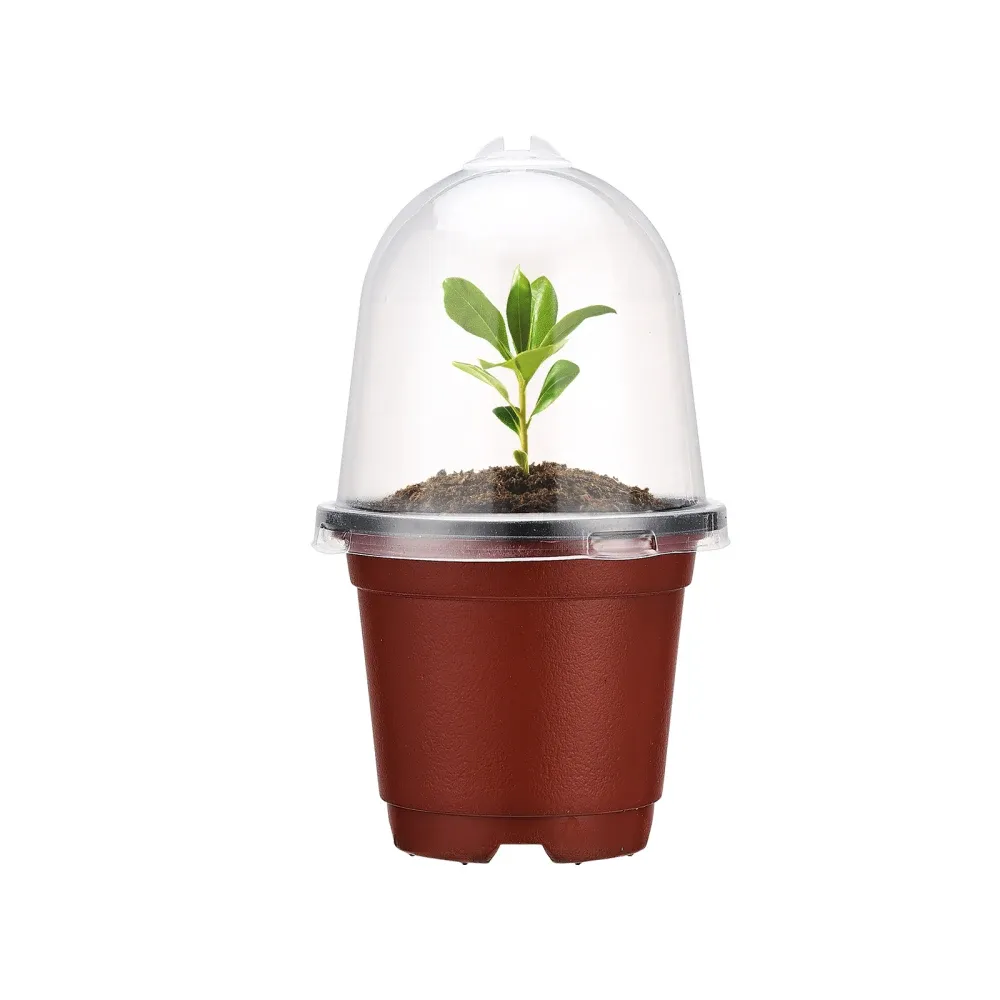 Pots Seedling Pots With Humidity Domes Flowerpot Red 10Pcs Tools Reusable White PP Plastic Durable Accessories Garden Supplies