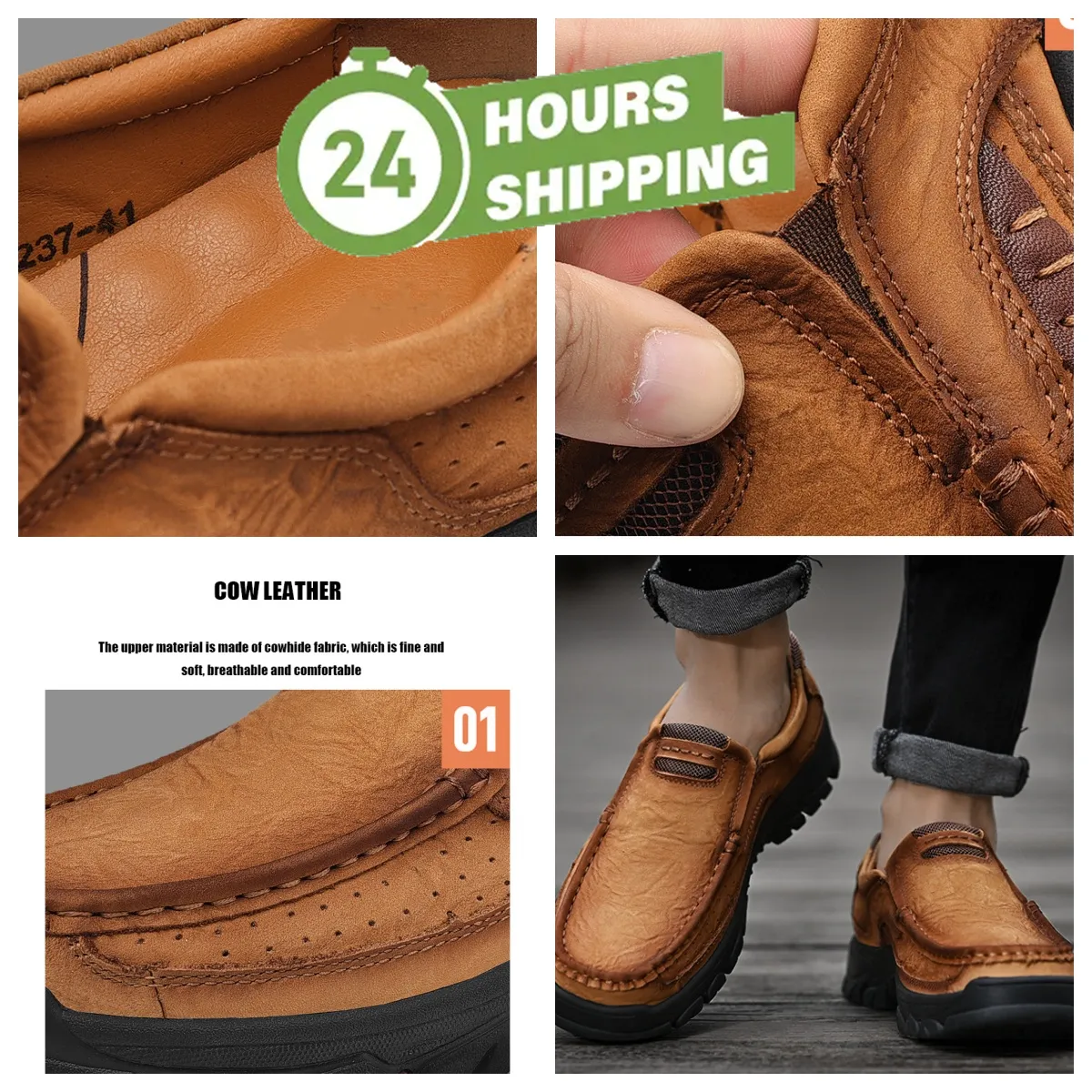 男性用の新しい販売革の靴本物の革の特大のガイローファーカジュアルレザーシューズ男性ハイキングシューズビジネスビッグサイズソフト