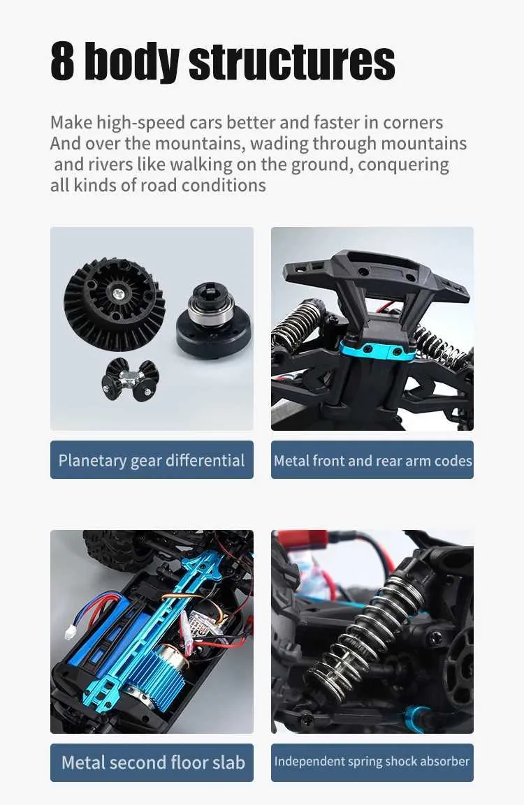 Electric RC Car 1/16 Scale, 50km/H High Speed 4WD RC Car Off