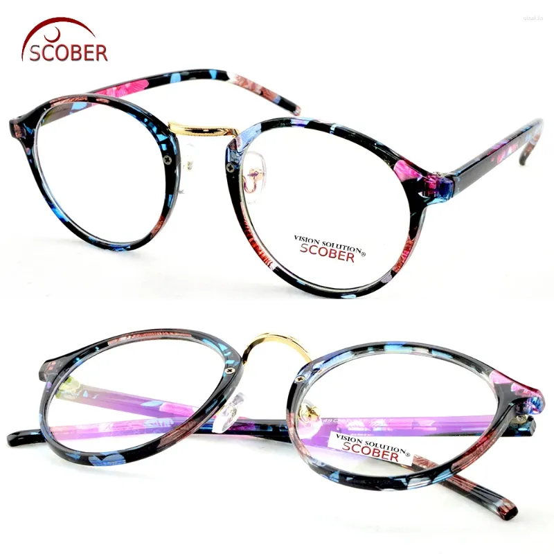 Sunglasses Pochromic Reading Glasses Vintage Classic Round Women Blue Flower Spectacles 1 1.5 2 To 4.0 Progressive Or Polarized Lens