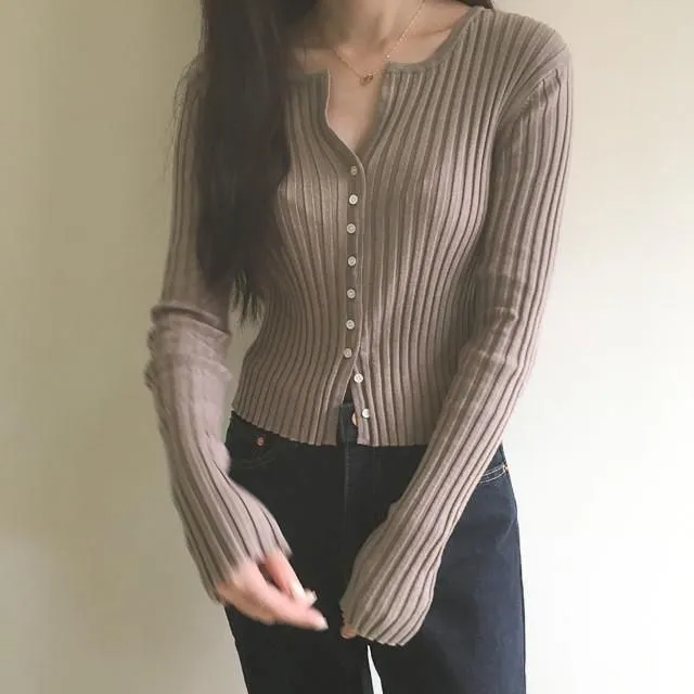 Women`s Sweaters Women`s Korean Elegant Slim Long Sleeve Jumpers O-neck Single Breasted Crop Cardigan Autumn 2022 Fashion All-match