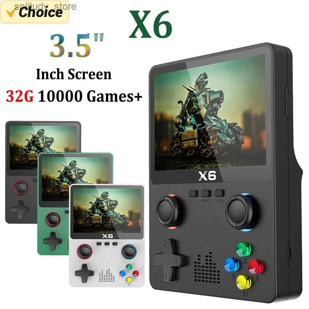 Jogadores de jogos portáteis X6 Game Console Retro Video Game Console 3.5 / 4 polegadas Tela Portátil Handheld Game Player 10000 + Classic Q240327